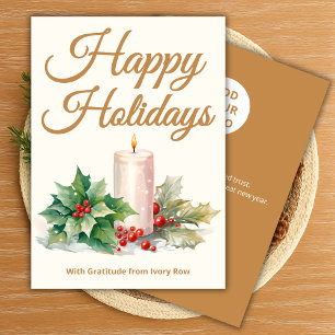 Cream Holiday Card   Custom Logo & Wishes