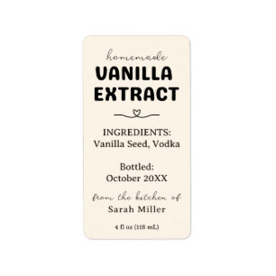 Cream Homemade Vanilla Extract Label