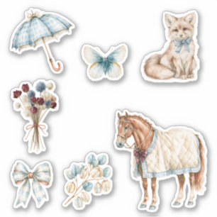 Cream Horse Dog Umbrella Butterfly