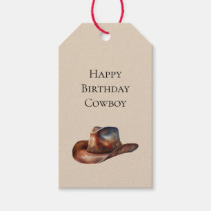 Cream Howdy Cowboy Western Hats Gift Tags
