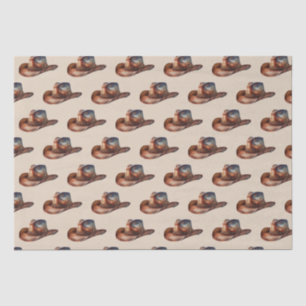 Cream Howdy Cowboy Western Hats Tissue Paper