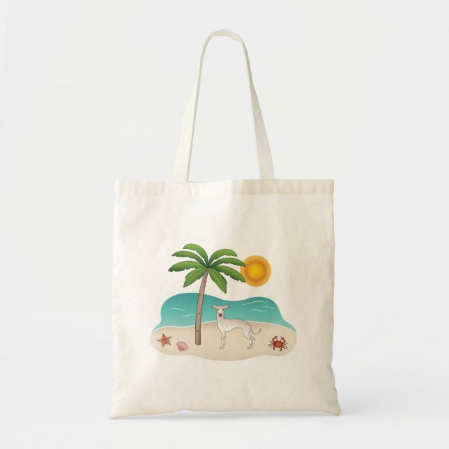 Cream Iggy Dog At Tropical Summer Beach Tote Bag (Front)