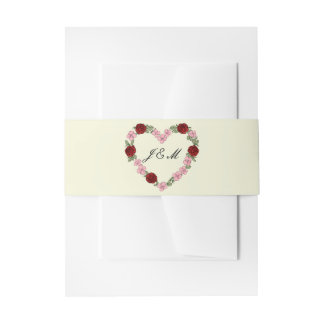 Cream invitation ribbon with a pink heart belly band