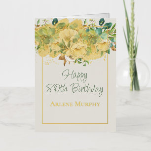 Cream Irish Roses 80th Birthday Foil Greeting Card