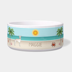 Cream Italian Greyhound At Tropical Summer Beach