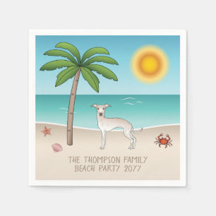 Cream Italian Greyhound At Tropical Summer Beach Napkin