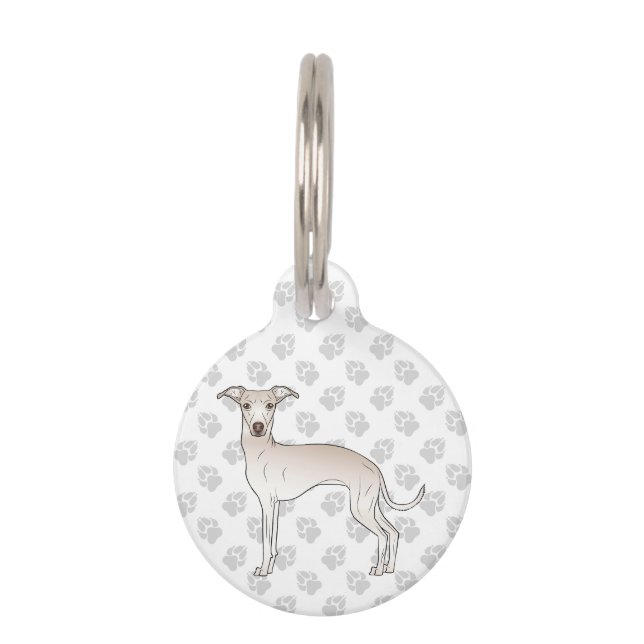 Cream Italian Greyhound Cute Cartoon Dog Pet Tag (Front)
