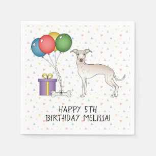Cream Italian Greyhound Cute Dog - Happy Birthday Napkin