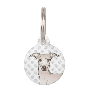 Cream Italian Greyhound Cute Dog Head Illustration Pet Tag
