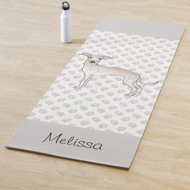 Cream Italian Greyhound Cute Dog With Custom Name Yoga Mat (In Situ)