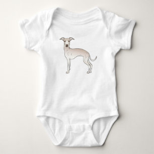 Cream Italian Greyhound Dog Cute Cartoon Dog Baby Bodysuit