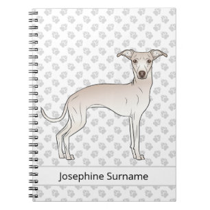 Cream Italian Greyhound Dog With Custom Text Notebook