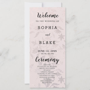 Cream Ivory and Floral Metallic Wedding Program
