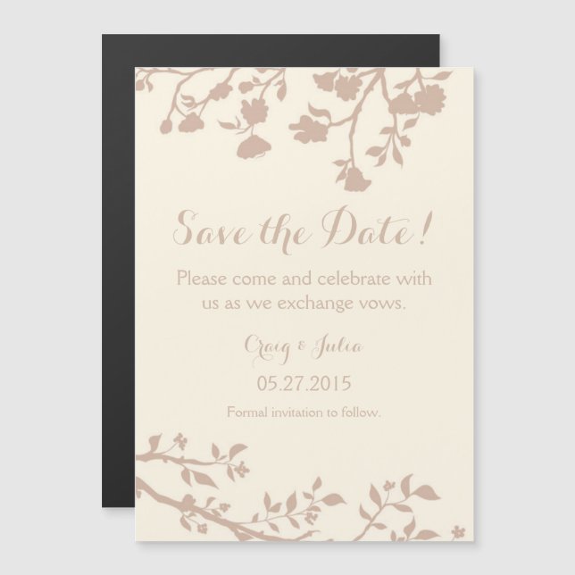 Cream Ivory Beige Flower Save The Date Magnet (Front/Back)