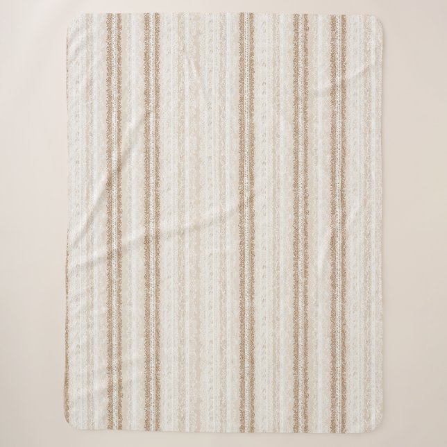 Cream Ivory Faux Lace  Sherpa Blanket (Front)