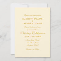 Cream Ivory Gold Plain Simple Wedding Invitation
