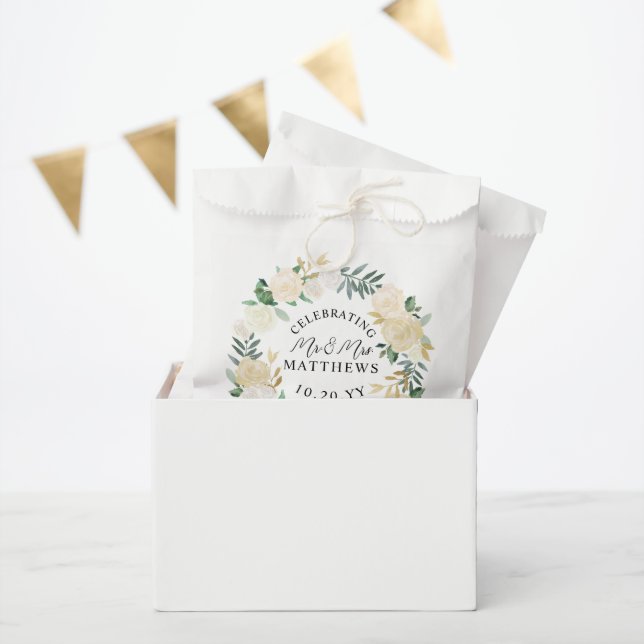 Cream Ivory Wreath Wedding Shower Favour Bag (Party)