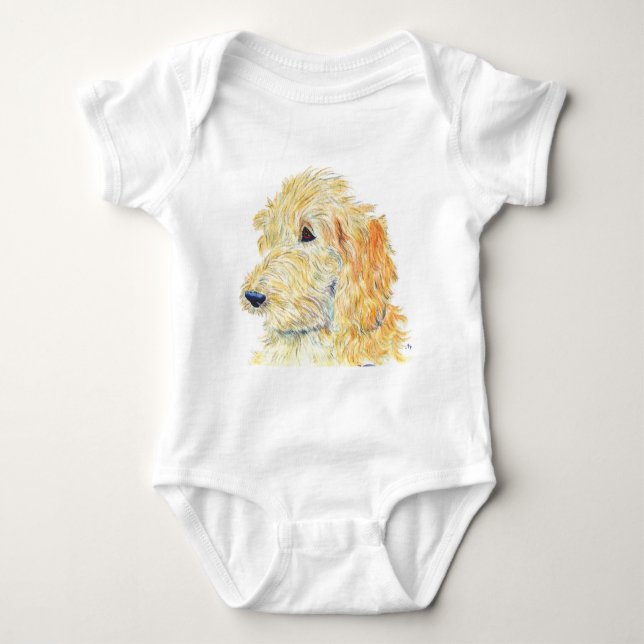 Cream Labradoodle #2 Infant Onsie/Creeper Baby Bodysuit (Front)