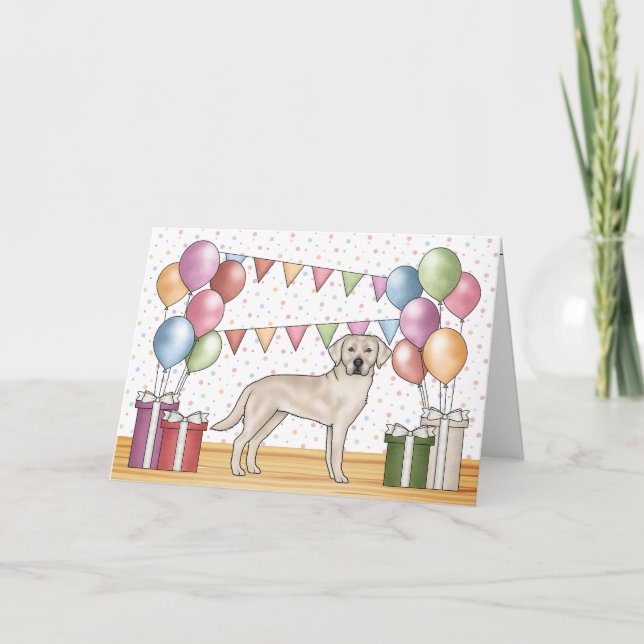 Cream Labrador Retriever Lab Dog Colourful Birthda Card (Front)
