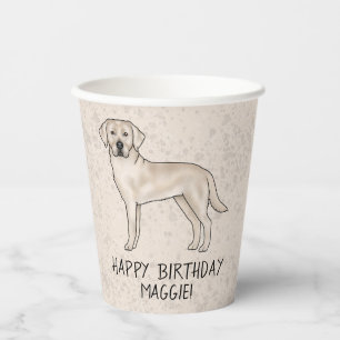 Cream Labrador Retriever Lab Dog Happy Birthday Paper Cups