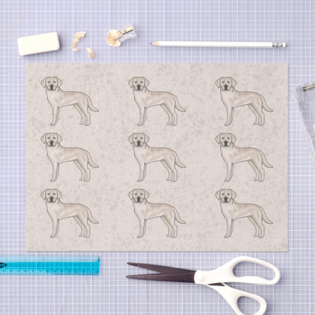 Cream Labrador Retriever Lab Dog Print Pattern Tissue Paper (Craft)