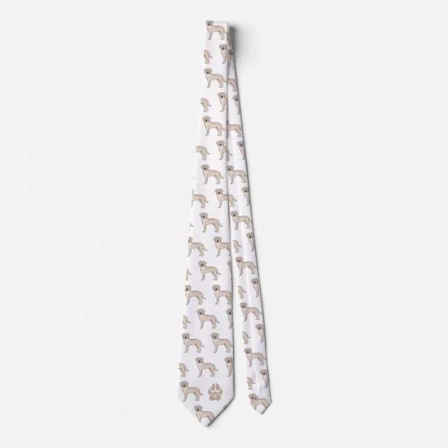 Cream Labrador Retriever Pattern Custom Monogram Tie (Front)