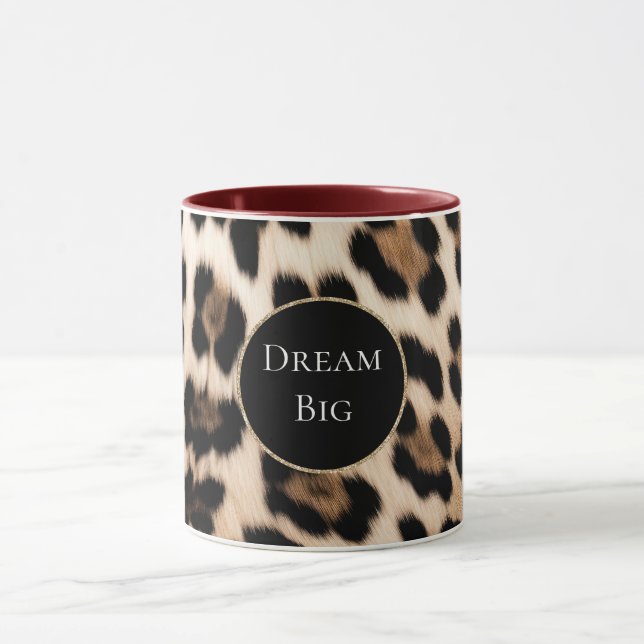 Cream Leopard Animal Glitter Frame Mug (Center)