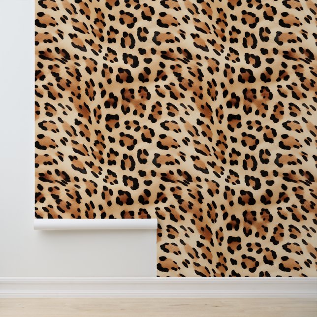 Cream Leopard Animal Print Wallpaper (Application)