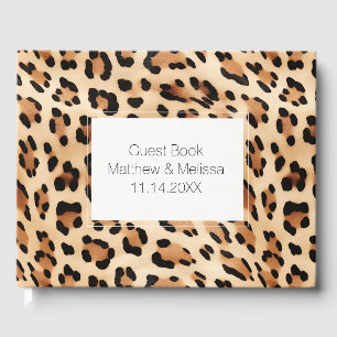 Cream Leopard Animal Wedding Guest Book