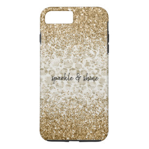 Cream Leopard Print Glitzy Gold Sparkle Case-Mate iPhone Case