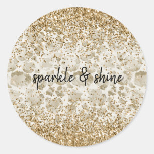 Cream Leopard Print Glitzy Sparkle Classic Round Sticker