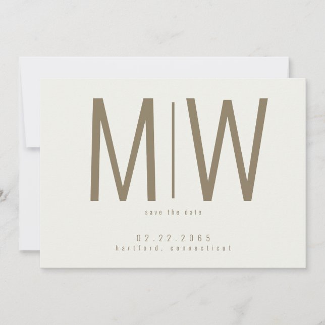 Cream Lg. Monogram Wedding Save the Date III (Front)