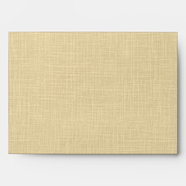 Cream Linen Blue Palm Trees Wedding Envelope (Front)
