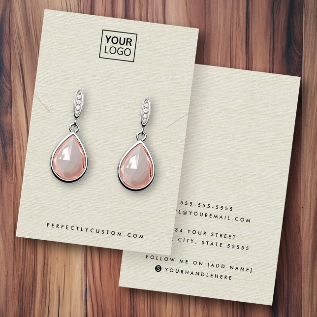 Cream linen look earring necklace display card (Cream linen look earring necklace display card)