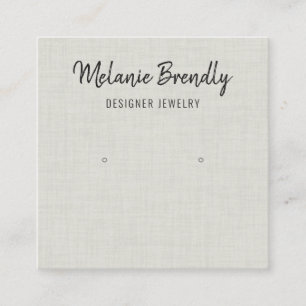 Cream Linen Pattern Earring Display Business Card