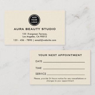 Cream Logo Contact Business Appointment Card