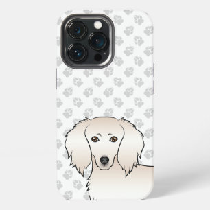 Cream Long Hair Dachshund Cute Cartoon Dog Head iPhone 13 Pro Case