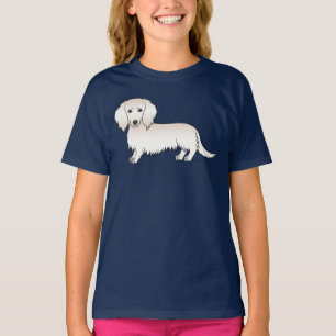 Cream Long Hair Dachshund Cute Cartoon Dog T-Shirt