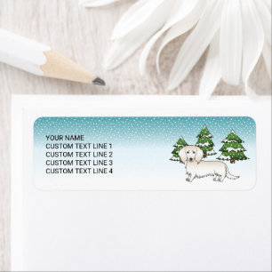 Cream Long Hair Dachshund Cute Dog - Winter Forest