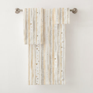 Cream Love Grows on Trees Hearts Bath Towel Set