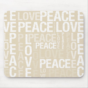Cream Love Peace Typography Mouse Pad