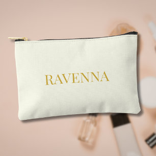 Cream Luxury Custom Serif Name Gift For Her Accessory Pouch