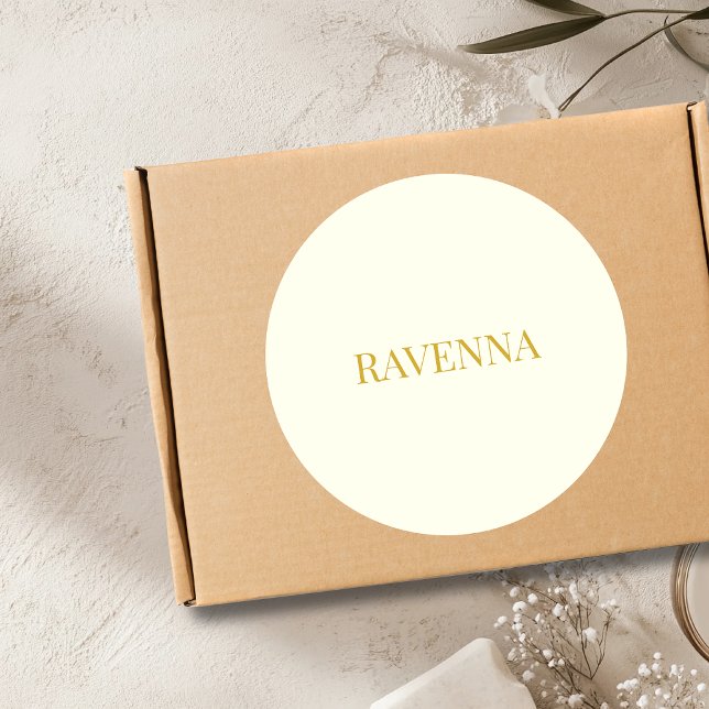 Cream Luxury Custom Serif Name Gift For Her Classic Round Sticker (Creator Uploaded)