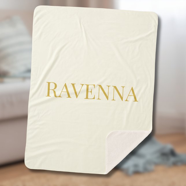 Cream Luxury Custom Serif Name Gift For Her Sherpa Blanket (Creator Uploaded)