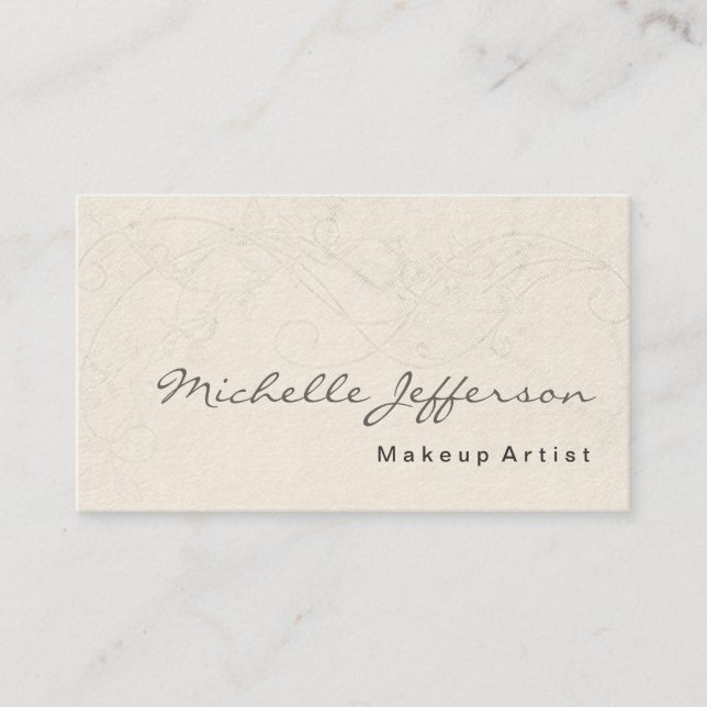 Cream Make up Artist Script Pattern Business Card (Front)