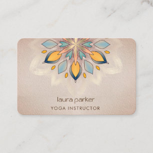 Cream Mandala Holistic Lotus Floral Zen Yoga Business Card