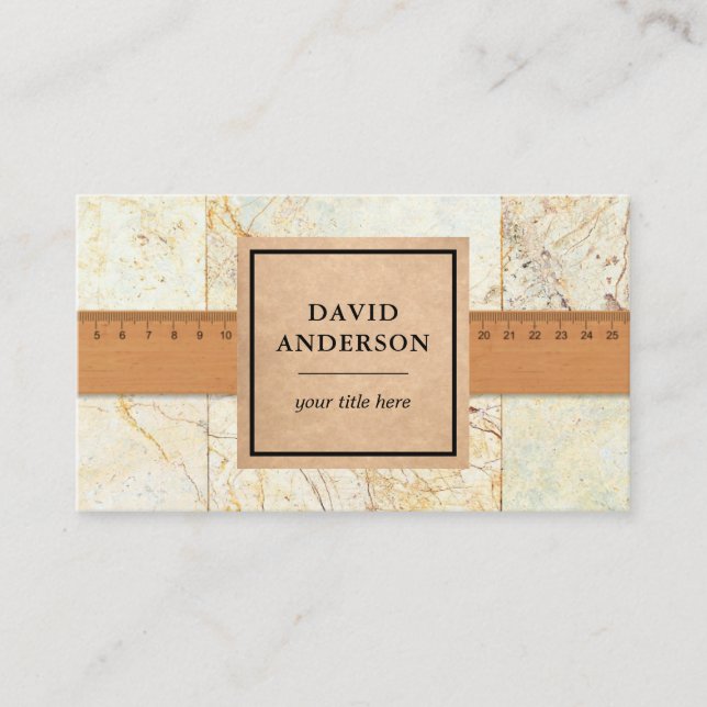 Cream Marble Bathroom Flooring Tiles Installer Business Card (Front)