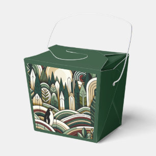 Cream Maroon Indian Style Forest With Hills Favour Box