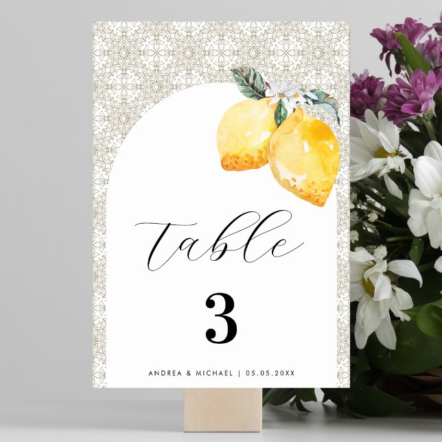 Cream Mediterranean Tile Spanish Italian Wedding Table Number (Creator Uploaded)
