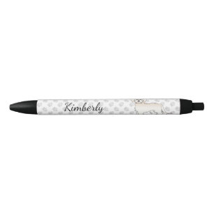 Cream Mini Goldendoodle Cartoon Dog & Name Black Ink Pen